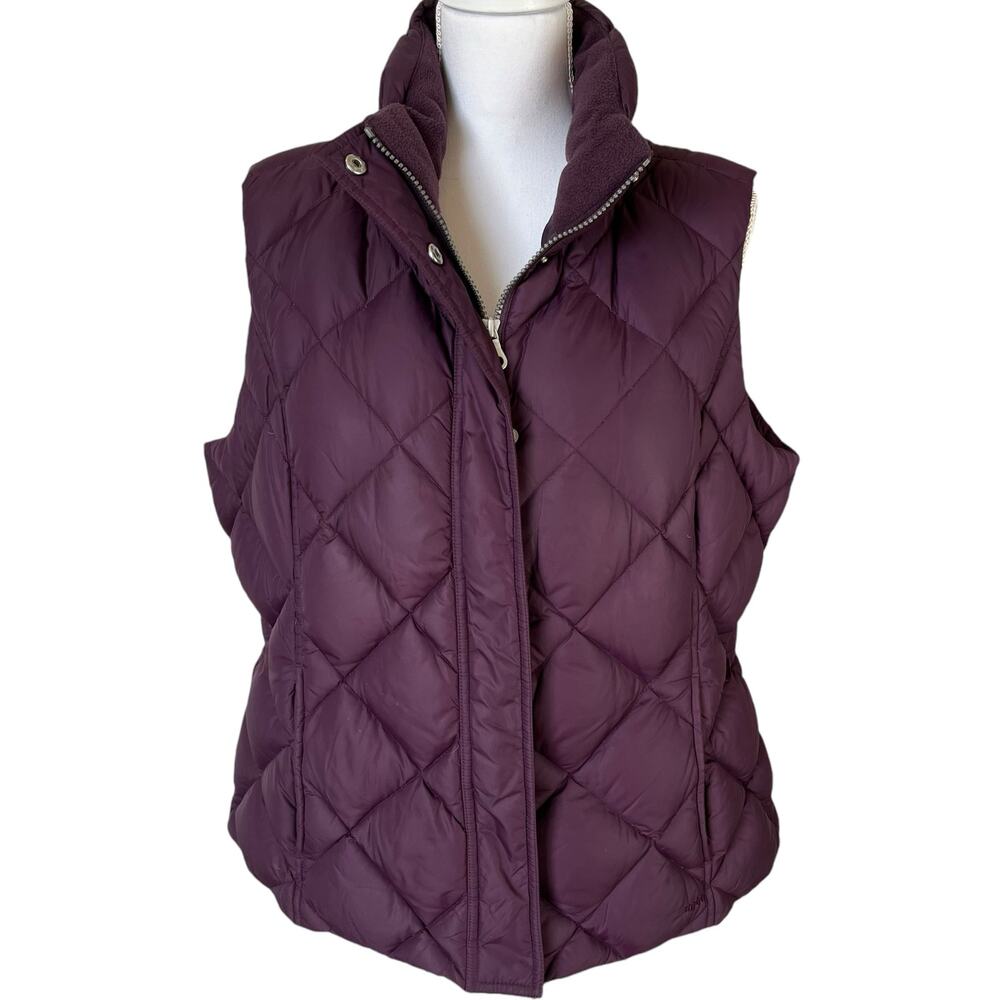 Eddie Bauer Puffer Vest Womens 700 Fill Premium Goose Down Size XL Dark Plum